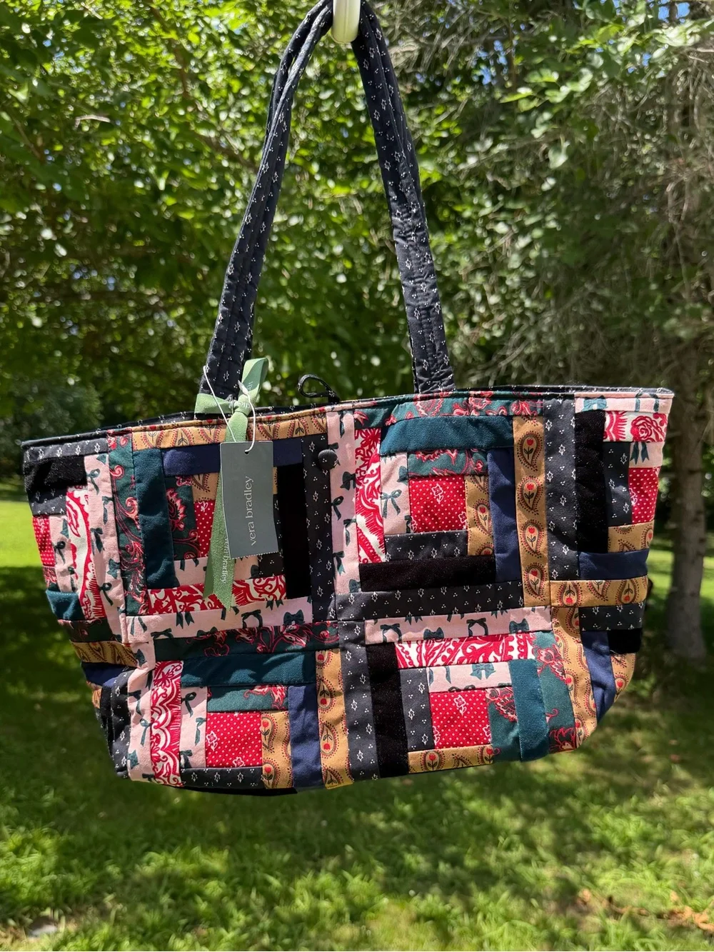 Vera Bradley Small Hathaway Tote Paisley Key Patchwork 2024 Holiday NWT